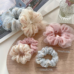 Set of 6 2-Tier Yarn Scrunchies for Women's Hair