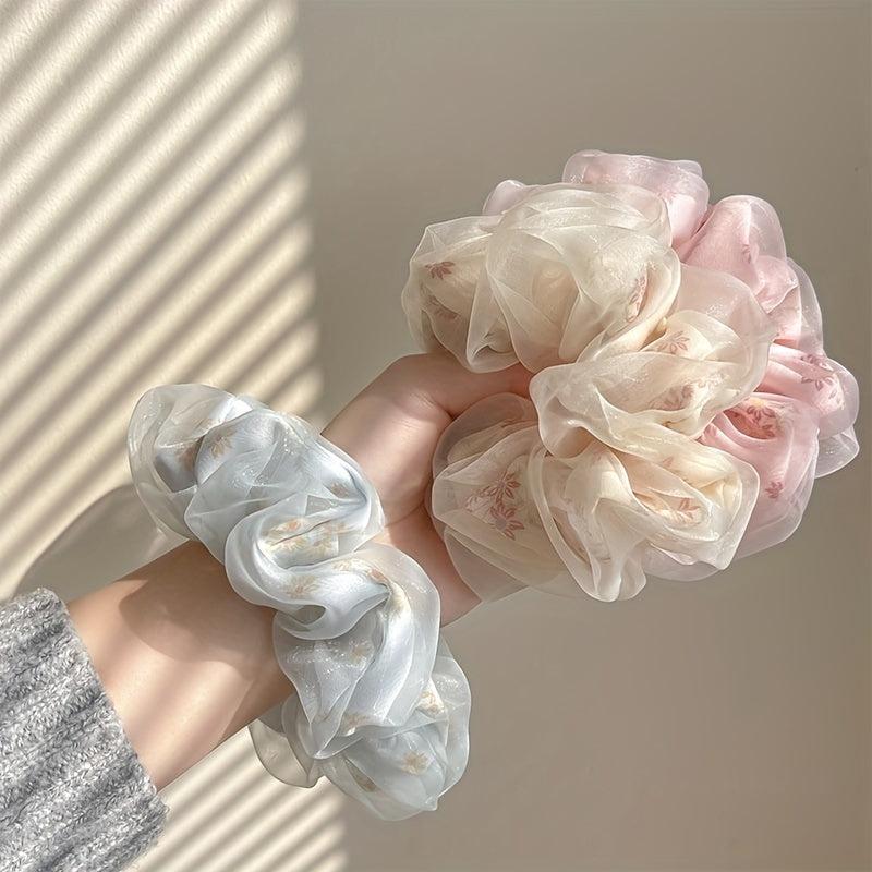Set of 6 2-Tier Yarn Scrunchies for Women's Hair