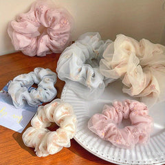Set of 6 2-Tier Yarn Scrunchies for Women's Hair