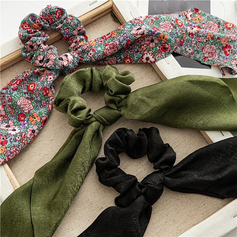 Boho Print Hair Scarf Scrunchies Chiffon Hair Ties Pack