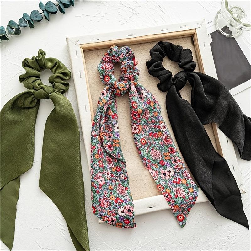 Boho Print Hair Scarf Scrunchies Chiffon Hair Ties Pack