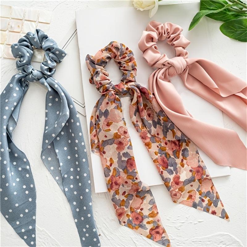 Boho Print Hair Scarf Scrunchies Chiffon Hair Ties Pack