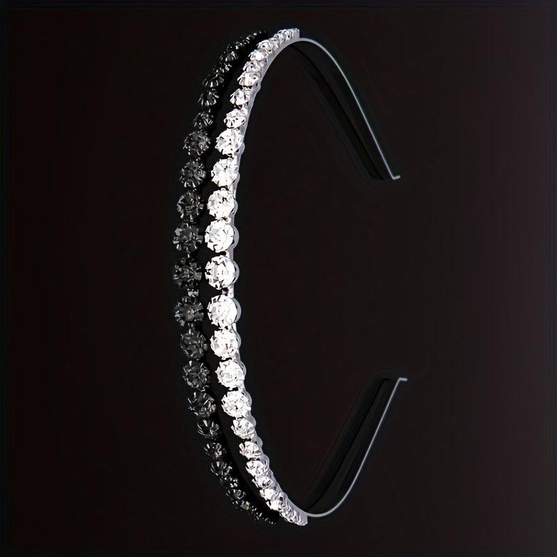 Rhinestone Decor Headband Metal Head Hoop Skinny Hair Band Glitter Headdress