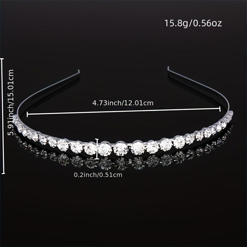 Rhinestone Decor Headband Metal Head Hoop Skinny Hair Band Glitter Headdress