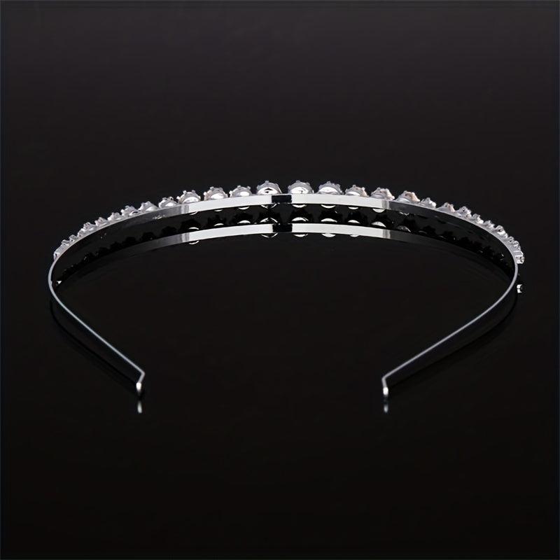 Rhinestone Decor Headband Metal Head Hoop Skinny Hair Band Glitter Headdress