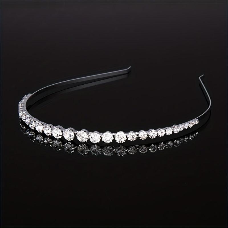 Rhinestone Decor Headband Metal Head Hoop Skinny Hair Band Glitter Headdress