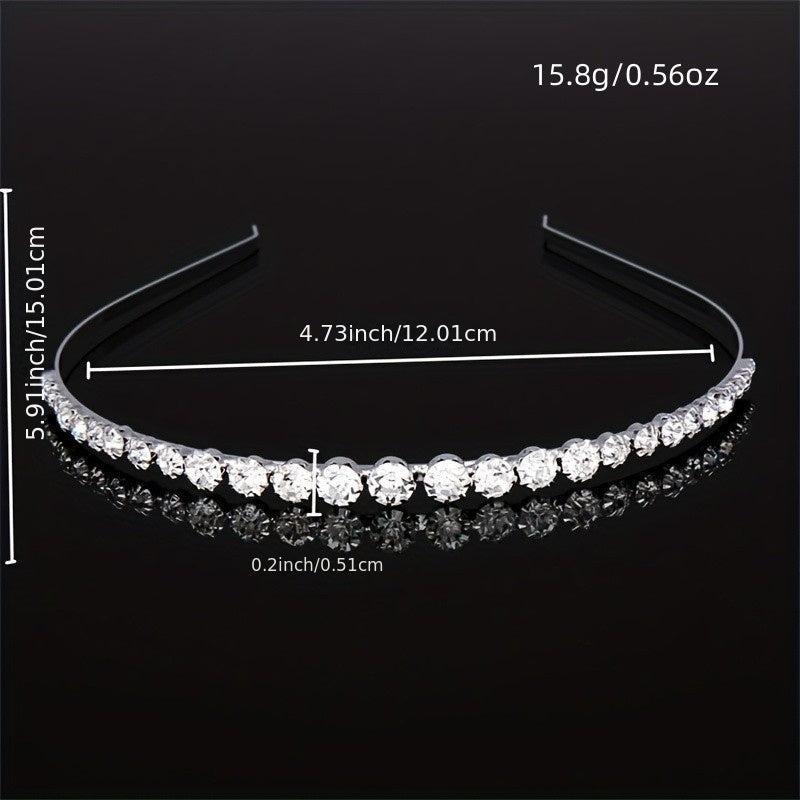 Rhinestone Decor Headband Metal Head Hoop Skinny Hair Band Glitter Headdress