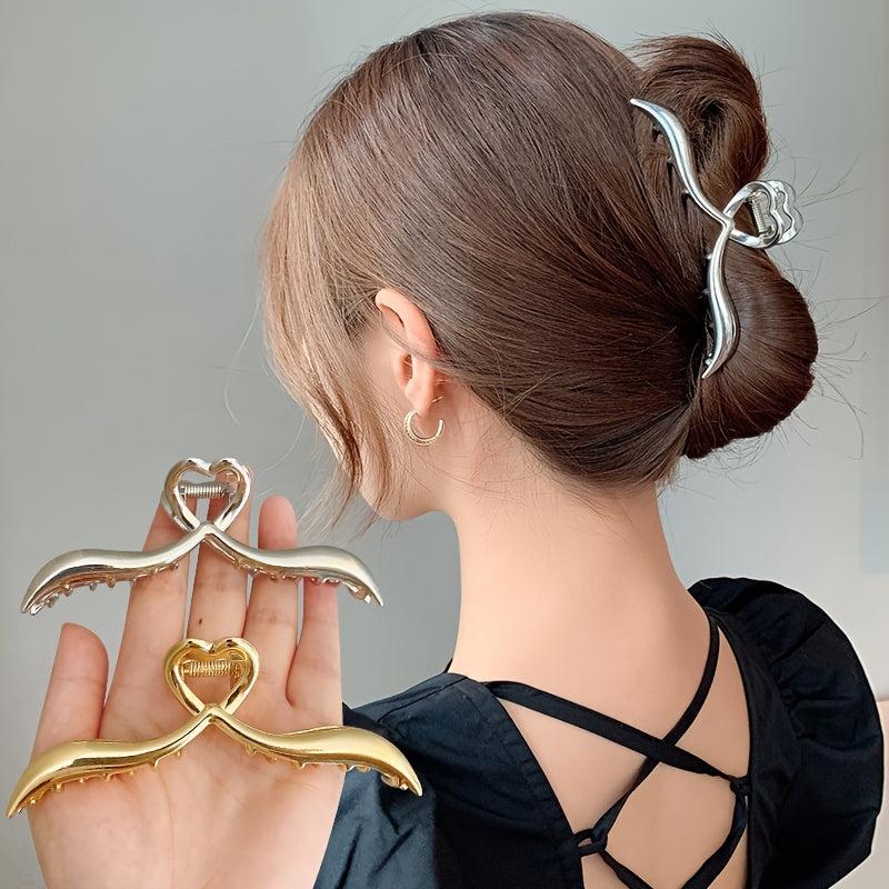 Alloy Love Heart Hair Claw Clip for Thick Hair Accessories