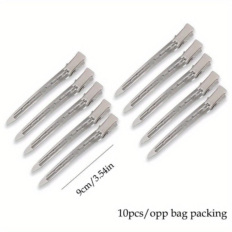 10pcs Silvery Metal Hair Clips for Styling, Salon Tool