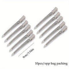 10pcs Silvery Metal Hair Clips for Styling, Salon Tool