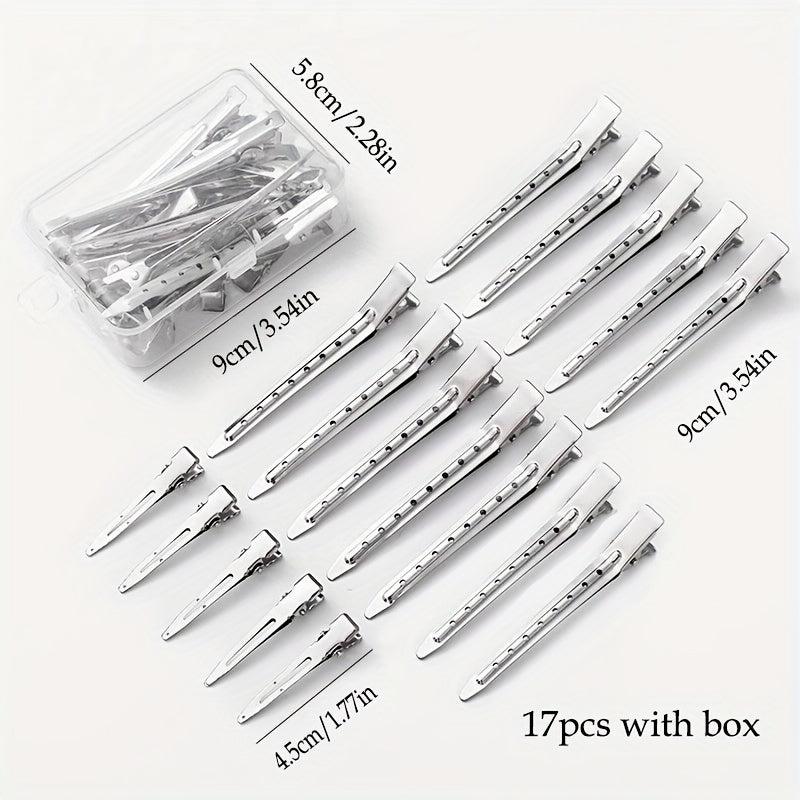 10pcs Silvery Metal Hair Clips for Styling, Salon Tool
