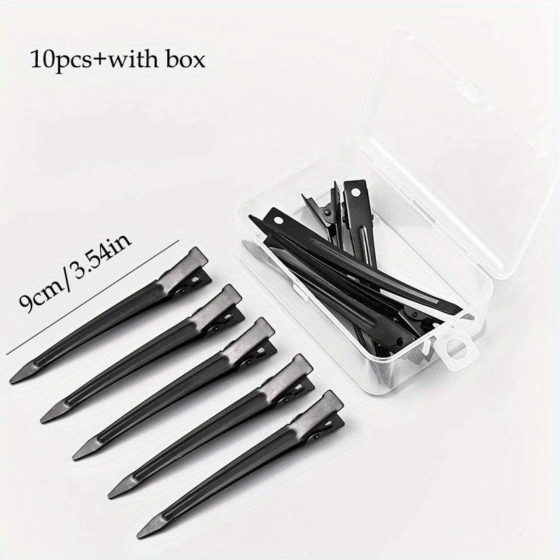 10pcs Silvery Metal Hair Clips for Styling, Salon Tool