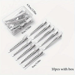 10pcs Silvery Metal Hair Clips for Styling, Salon Tool