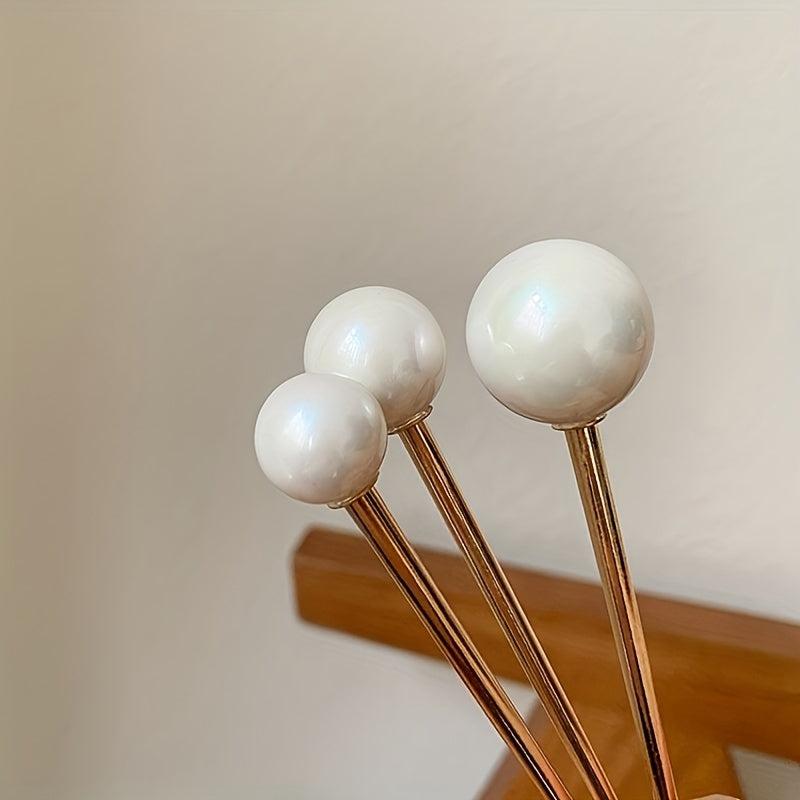 Faux Pearl Hairpin Hair Stick Metal Style Hairpin Hair Accessories