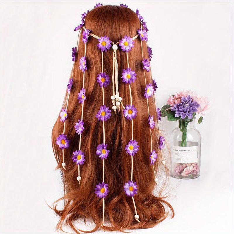 Bohemian Flower Headband with Sunflower Daisy Pendant