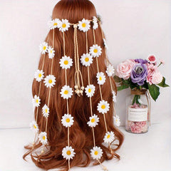 Bohemian Flower Headband with Sunflower Daisy Pendant