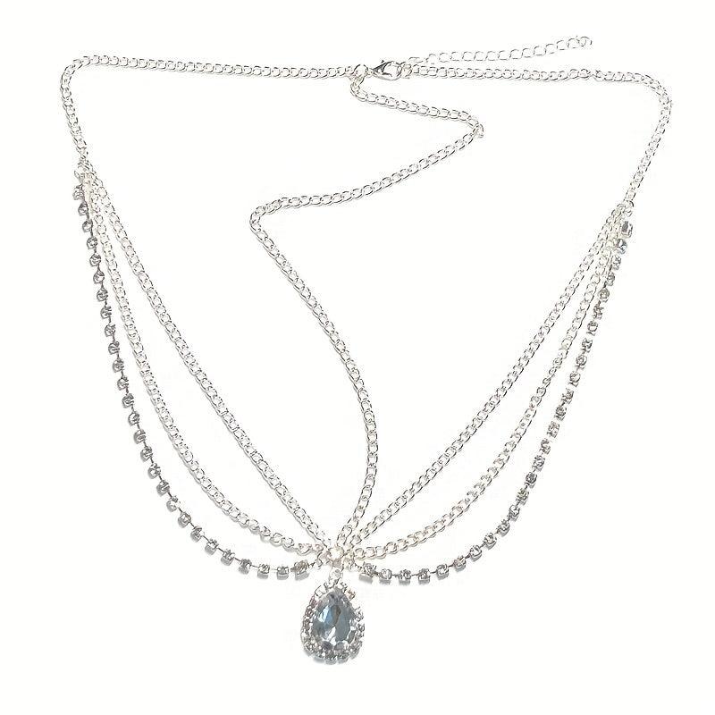 Crystal Rhinestone Water Drop Forehead Chain Headdress