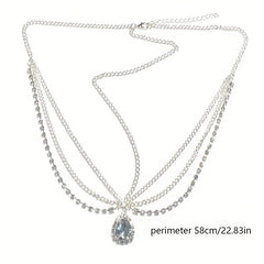 Crystal Rhinestone Water Drop Forehead Chain Headdress