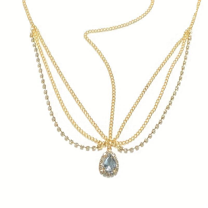 Crystal Rhinestone Water Drop Forehead Chain Headdress
