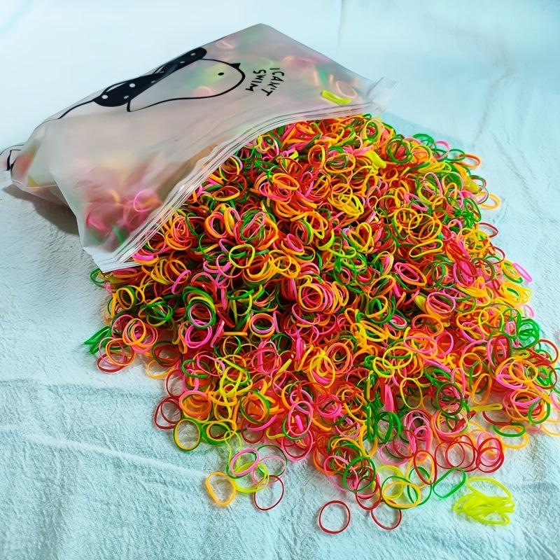 1000pcs Rubber Band Hair Tie Elastic Ponytail Holder