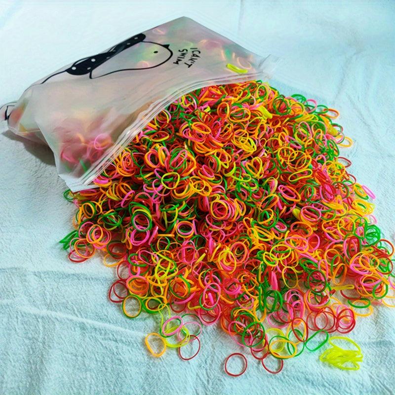 1000pcs Rubber Band Hair Tie Elastic Ponytail Holder