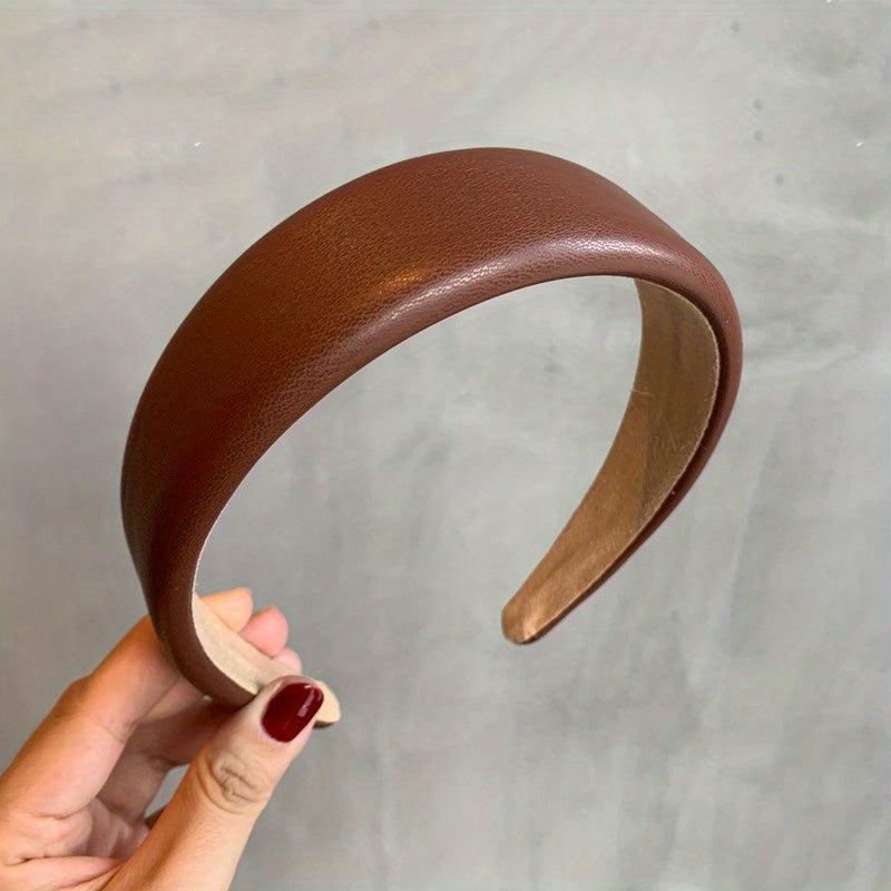 Retro PU Leather Hair Hoop for Wash Face Spa Makeup