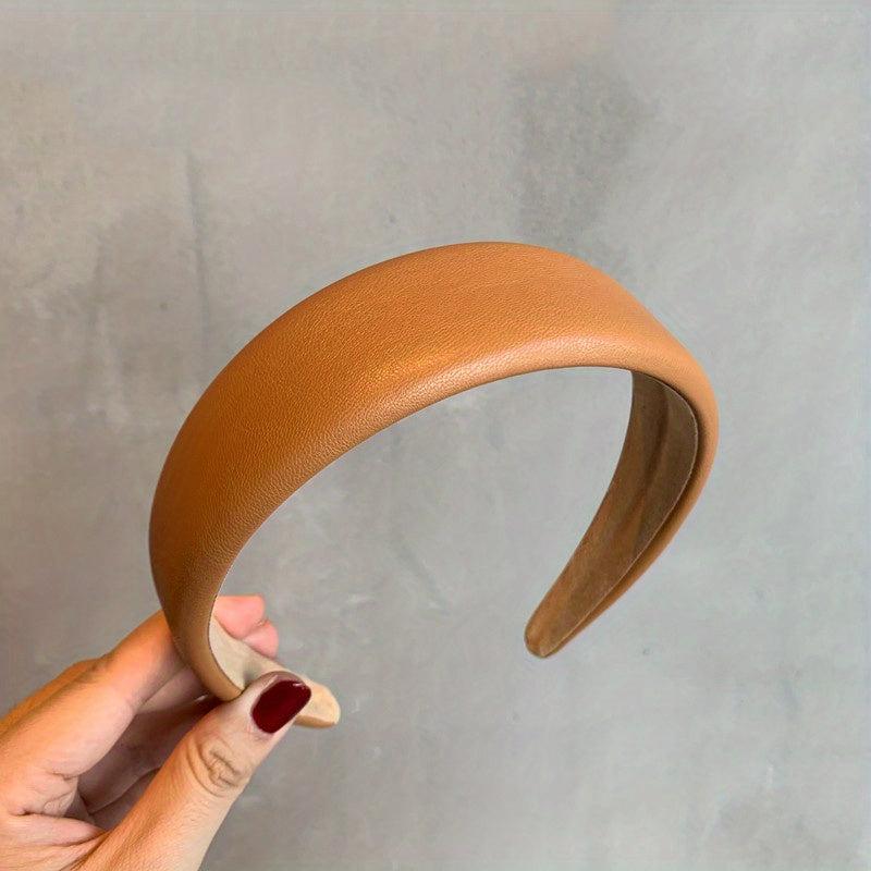 Retro PU Leather Hair Hoop for Wash Face Spa Makeup