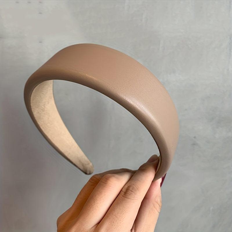 Retro PU Leather Hair Hoop for Wash Face Spa Makeup