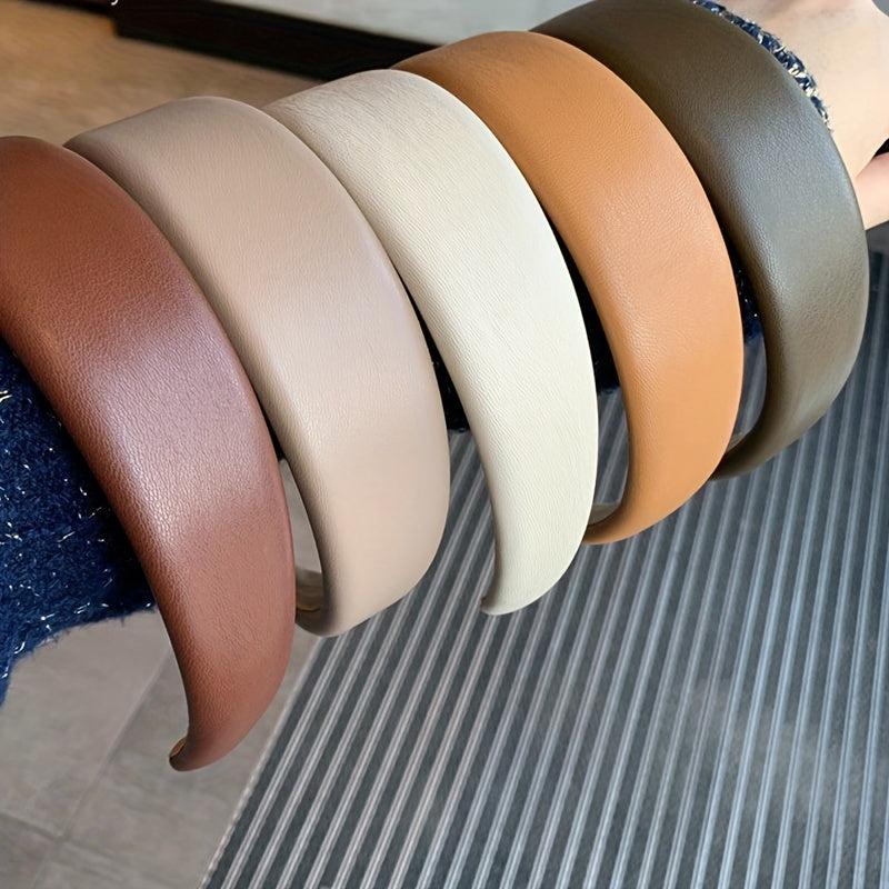 Retro PU Leather Hair Hoop for Wash Face Spa Makeup