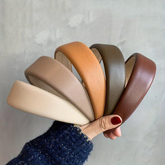 Retro PU Leather Hair Hoop for Wash Face Spa Makeup