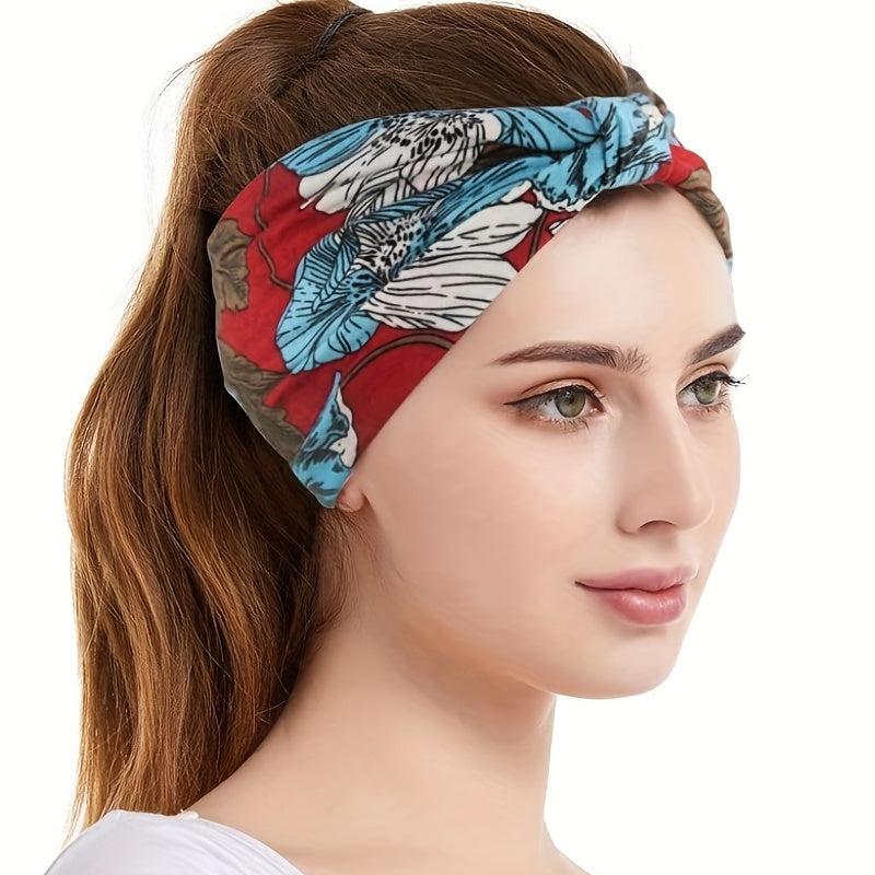 Boho Pattern Headband Elastic Wide Brim Hair Band