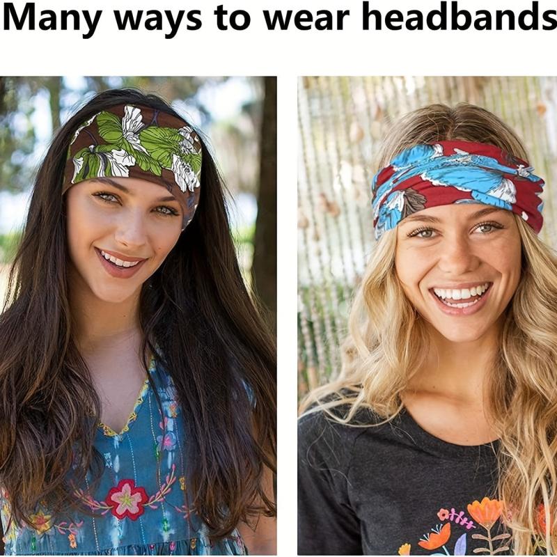 Boho Pattern Headband Elastic Wide Brim Hair Band