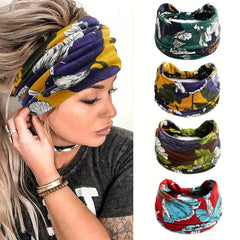 Boho Pattern Headband Elastic Wide Brim Hair Band
