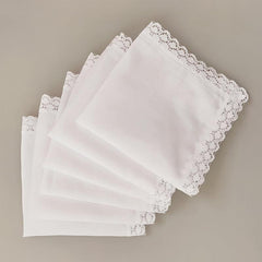 6pcs Lace Trim Handkerchief Set Women's Wedding DIY Decoration