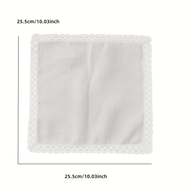 6pcs Lace Trim Handkerchief Set Women's Wedding DIY Decoration