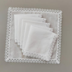 6pcs Lace Trim Handkerchief Set Women's Wedding DIY Decoration