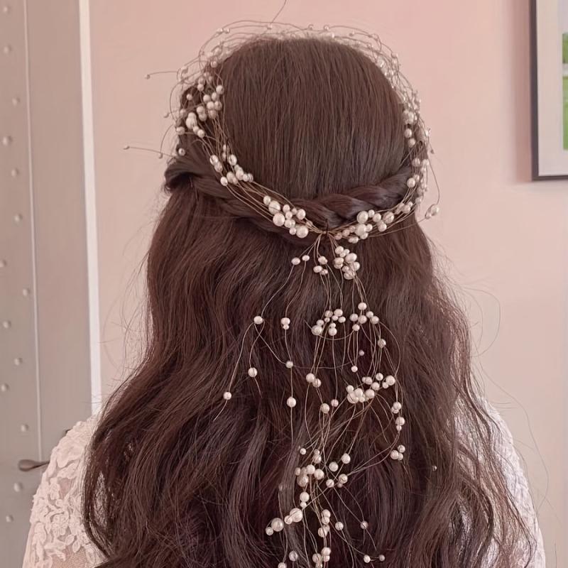 Bridal Faux Pearl Headdress Beaded Hairband Wedding Dress Accessories