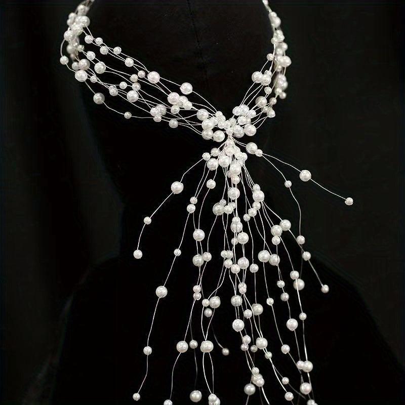 Bridal Faux Pearl Headdress Beaded Hairband Wedding Dress Accessories