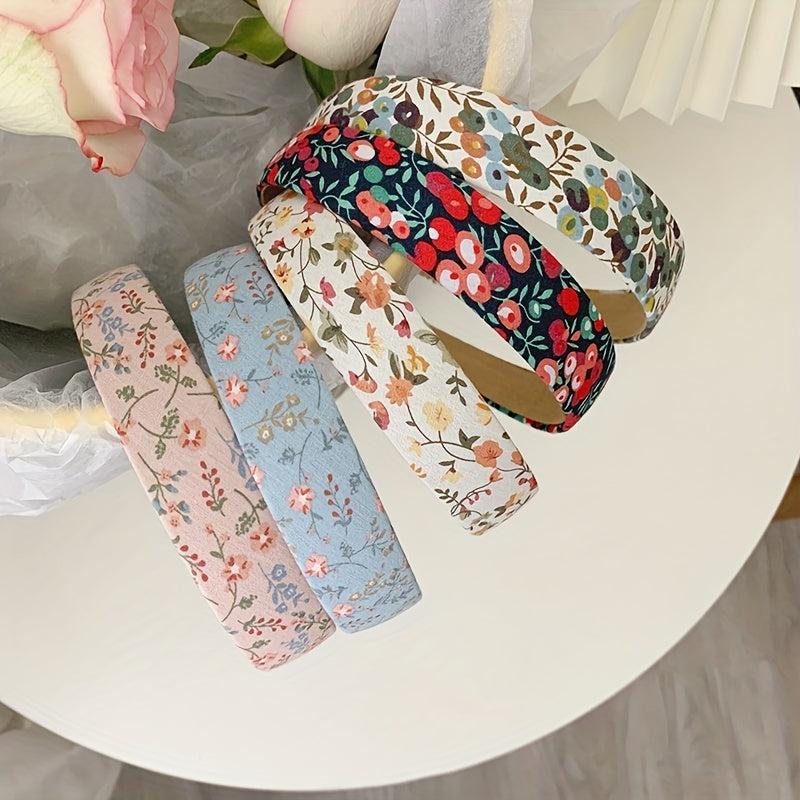 Floral Pattern Wide Brim Headband Vintage Style Head Hoop Hair Band