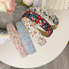 Floral Pattern Wide Brim Headband Vintage Style Head Hoop Hair Band