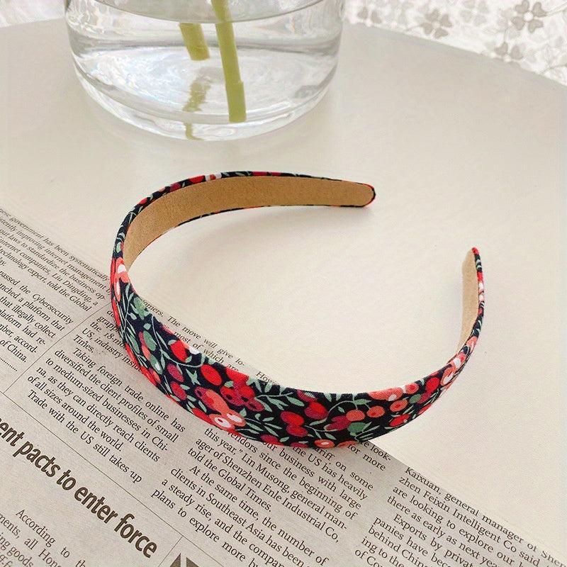 Floral Pattern Wide Brim Headband Vintage Style Head Hoop Hair Band