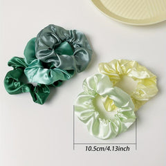 5pcs Silky Satin Hair Tie Green Ponytail Holder