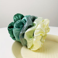 5pcs Silky Satin Hair Tie Green Ponytail Holder