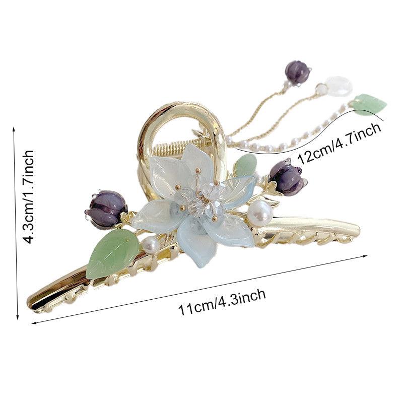 Chinese Style Flower Tassel Hair Claw Clip