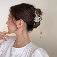 Chinese Style Flower Tassel Hair Claw Clip