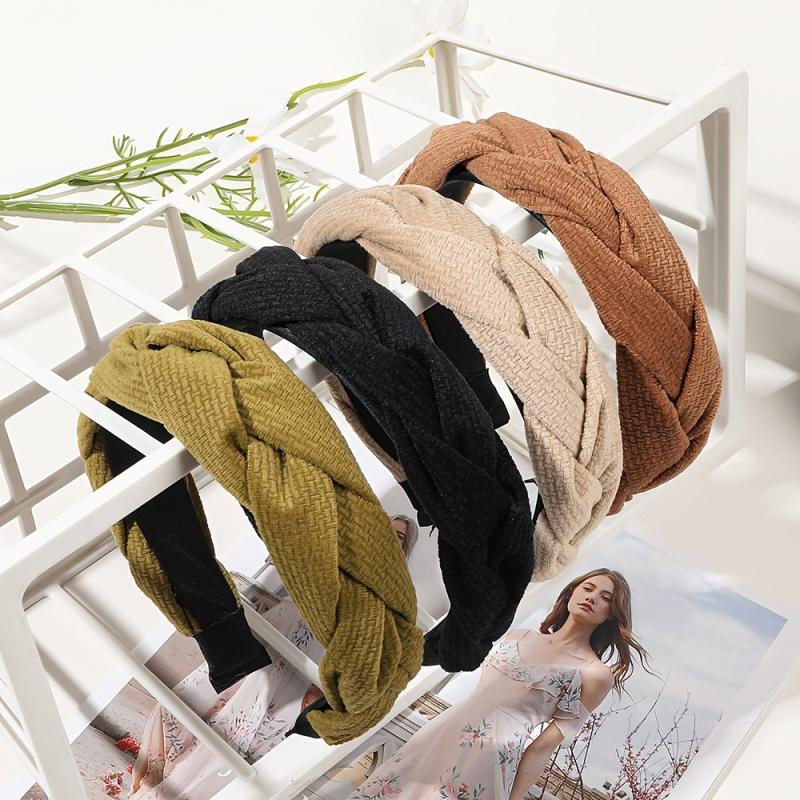 Flannel Braided Headbands Hairband Criss Cross Fall Winter Hair Accessories