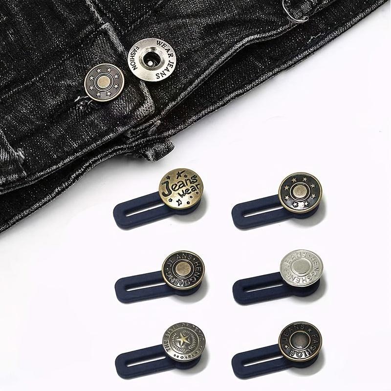 5Pcs Metal Silicone Jeans Buttons Waist Extension Buckle