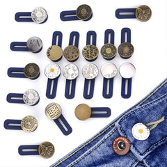 5Pcs Metal Silicone Jeans Buttons Waist Extension Buckle