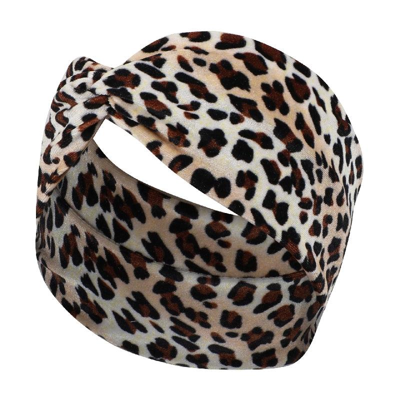Leopard Wide Brim Hairband Velvet Headband for Women