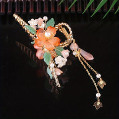 Flower Hair Claw Shark Claw Resin Flower Faux Pearl Hair Clip